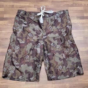 The Place Vintage Inspired Skull Camo Swim Shorts size XL 14